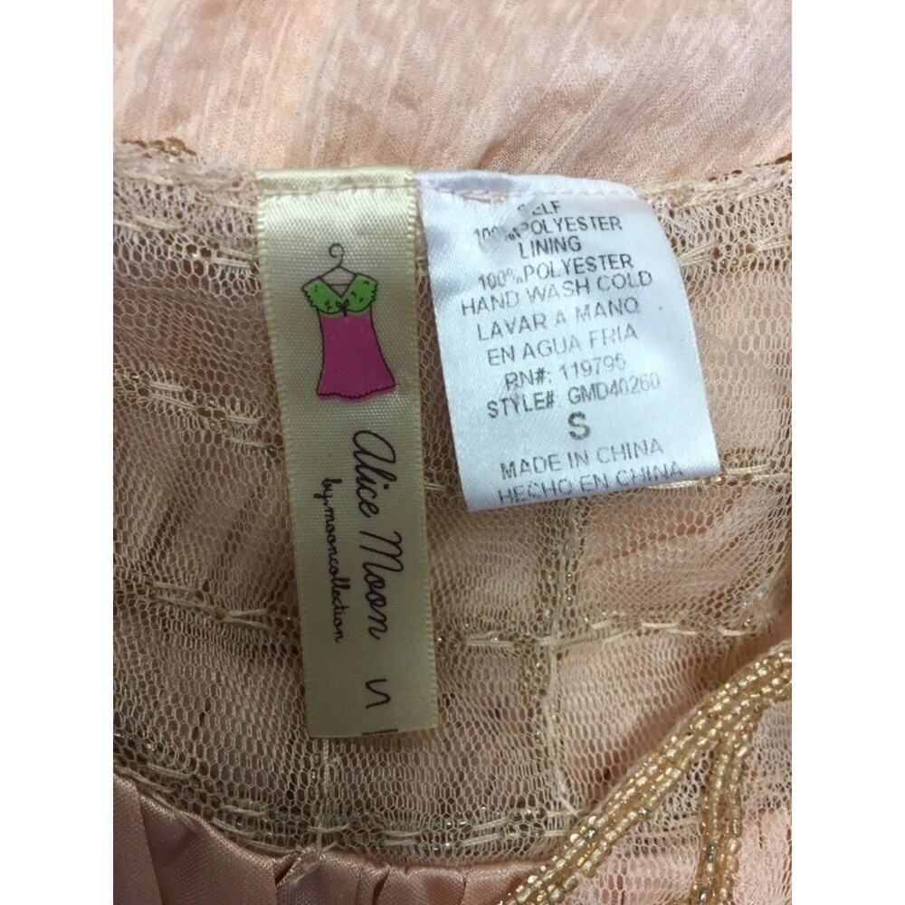 Alice Moon by Moon Collection Women's Dress Small Pink Peach Beaded Sleeveless - Picture 7 of 7